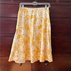 Chico's Yellow and White Floral A-Line Skirt